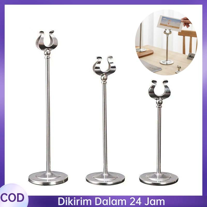

Table Menu Holder Stainless Steel Stand Nomor Meja Stand Menu Cafe/Restoran Signage Standing Stand Card Holder Tempat Menu Berdiri