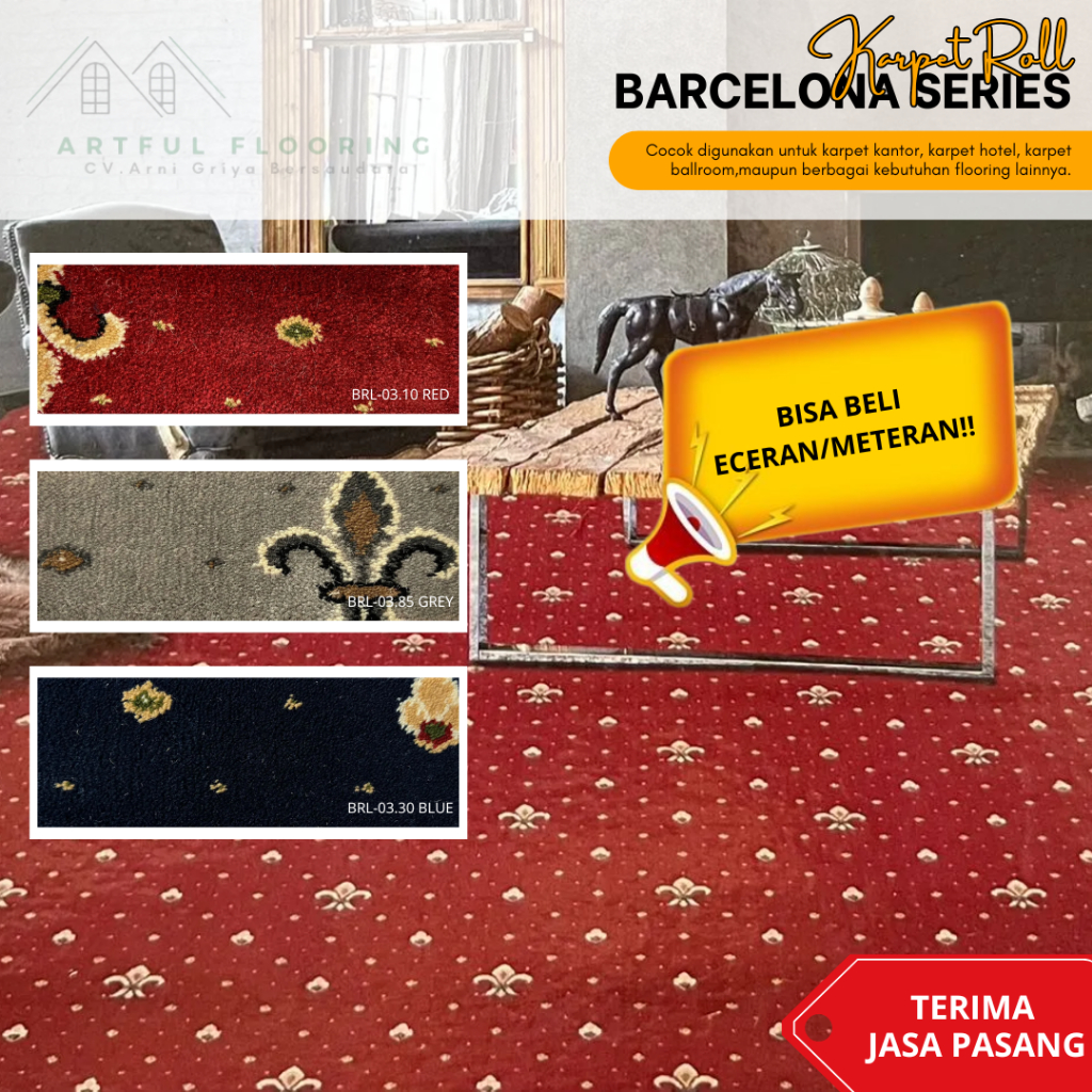 Karpet Meteran Harga Pabrik-Karpet Roll Barcelona Tebal 13mm-Karpet Kantor,Hotel,Bioskop