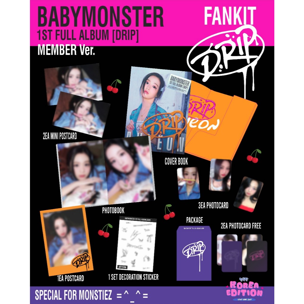 Fankit Baby Monster DRIP Member Version 1st Full Album BabyMonster Koleksi Kpop Monstiez
