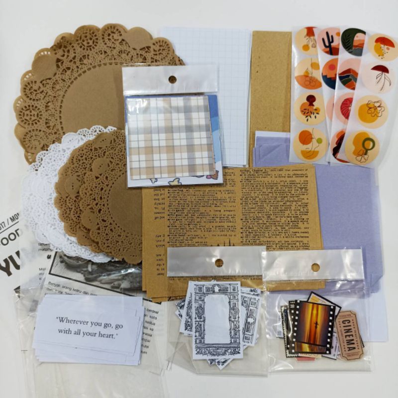 

[128pcs] Journal Kit Set/ Scrapbook Vintage Aesthetic/ Jurnal Bujo Dekorasi Deco Buku Notebook Diary