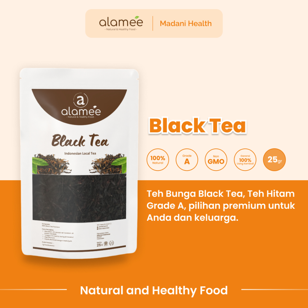 

ALAMEE Teh Black Tea Organic Kering Organik Blacktea Minuman Herbal Siap Seduh Minum 25gr