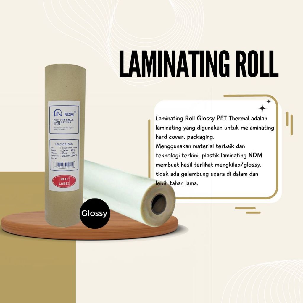 

Laminating Roll Glossy panjang 150Meter/Mengkilap/NDM Laminating Roll Glossy 330mmx150Meter