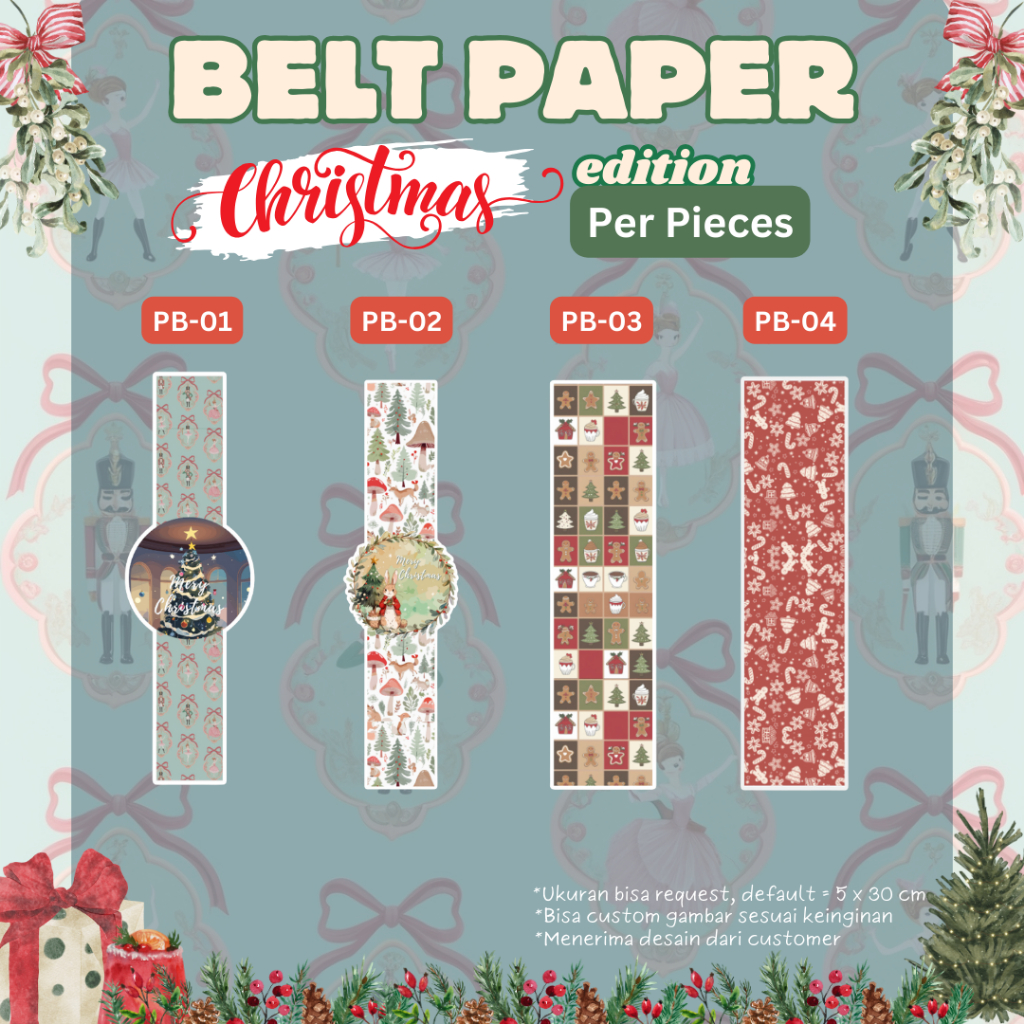 

Paper Belt Natal | Food Paper Belt | Food Paper Belt Christmas | Paper Sleeve christmas | Label Segel