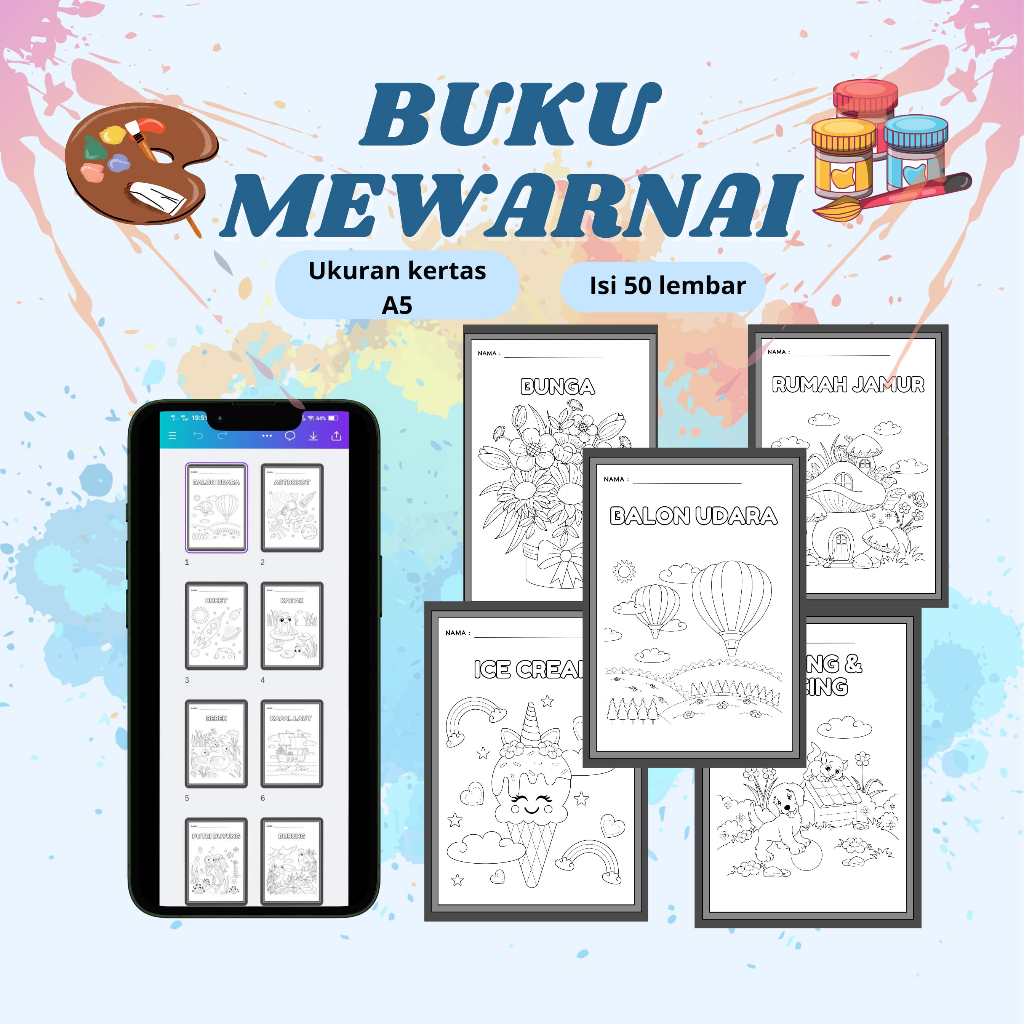 

Buku Mewarnai Ukuran Kertas A5 Isi 50 Lembar