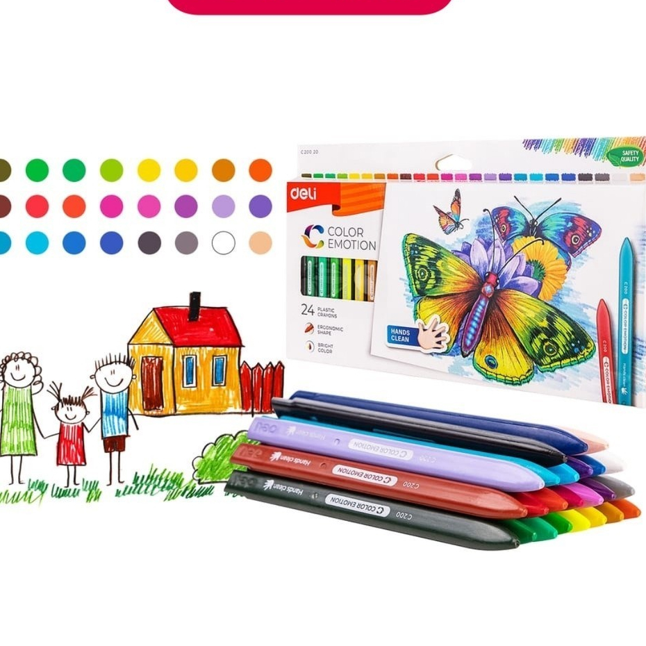 

DELI - Crayon EC20020 / Krayon Sekolah 24 Warna Cerah / Bentuk segitiga ergonomis tidak beracun