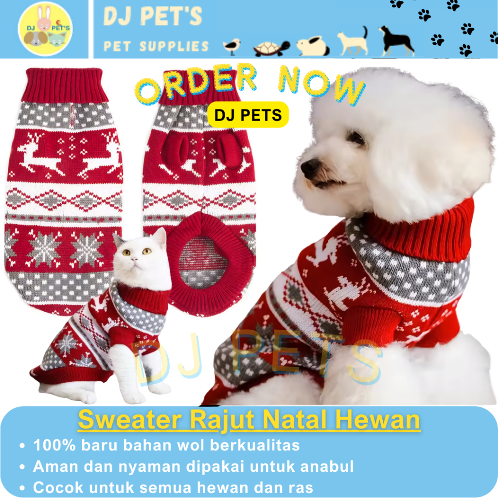 baju natal anjing dan baju natal kucing baju natal hewan model rajut