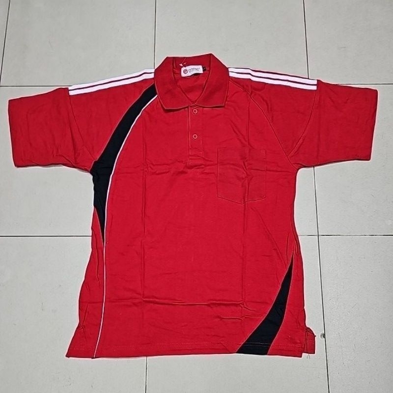 KAOS OLAHRAGA / BAJU SERAGAM OLAHRAGA CW365 BAHAN KATUN WARNA MERAH KOMBINASI PUTIH DAN HITAM