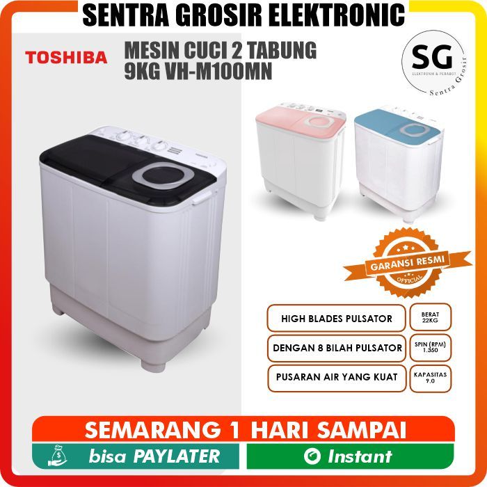Toshiba Mesin Cuci 2 Tabung 9KG VH-M100MN Twintub Washing Machine 100MN 100 MN