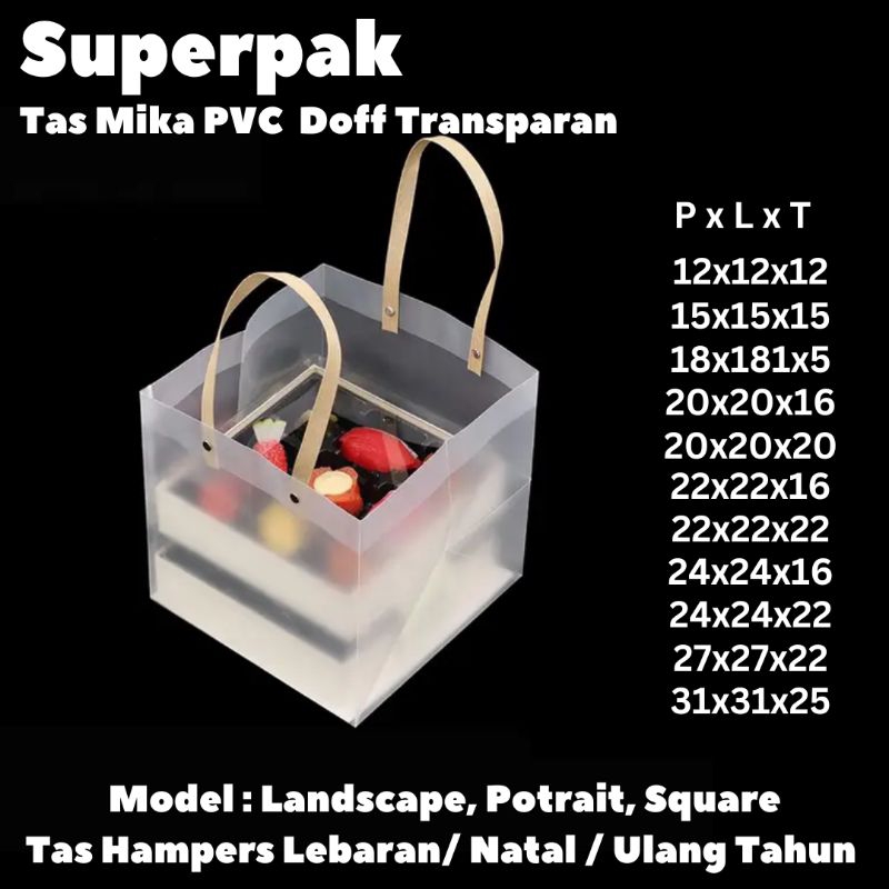 

[ GROSIR PER 10 PCS ] Tas Mika Doff Transparan Uk 22x22x22 Hampers Goodie Bag Premium
