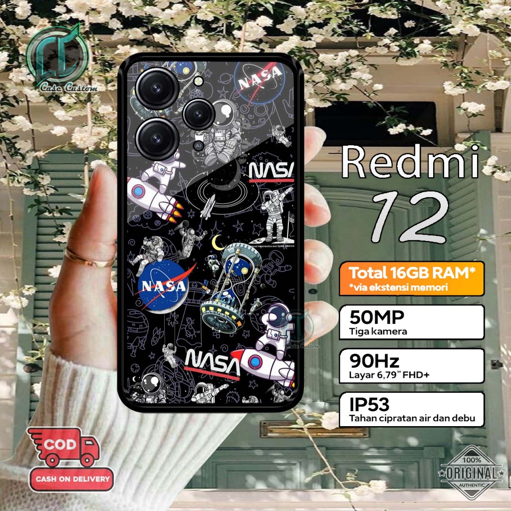 Case Redmi 12 Terbaru Hardcase 2D Glossy [Motif Nasa] Termurah Casing  Redmi 12  Hardcase Sofcase Gl