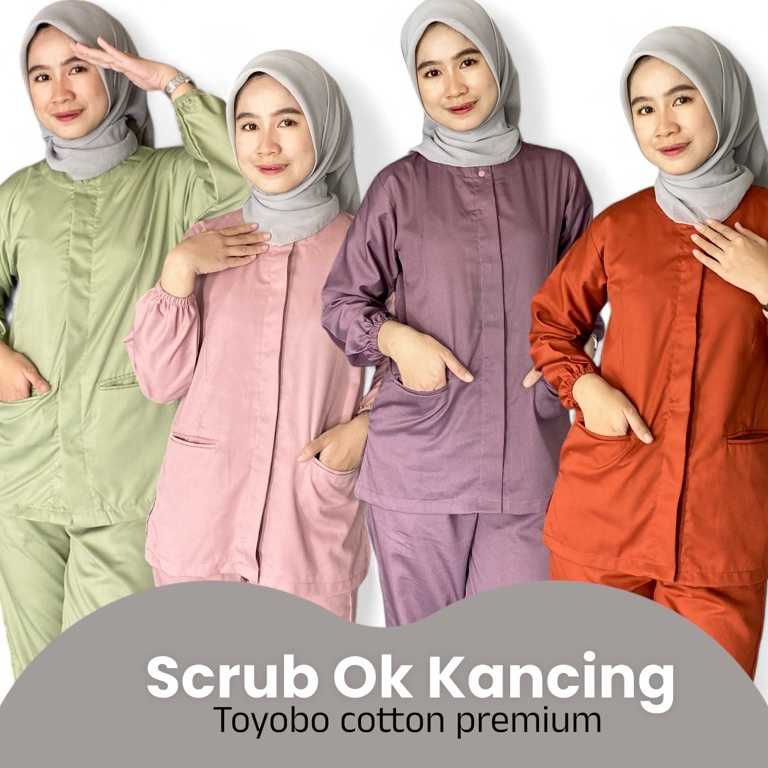 Cuma Sehari  Kancing Hidden Set Lengan Panjang Baju jaga Toyobo Scrub Dokter Scrub S  XXXL by Dinand