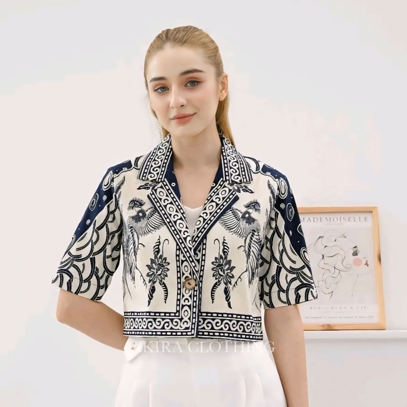 Atasan Batik Crop Delia - Batik Wanita Modern - Batik Unik - Batik Kantor - Batik Wanita - Batik Cou