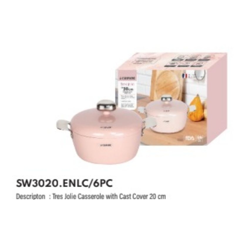Panci Resto Le Cuisine Casserole 20 cm Tres Jolie pink / Panci Pink Premium/ Panci Korea