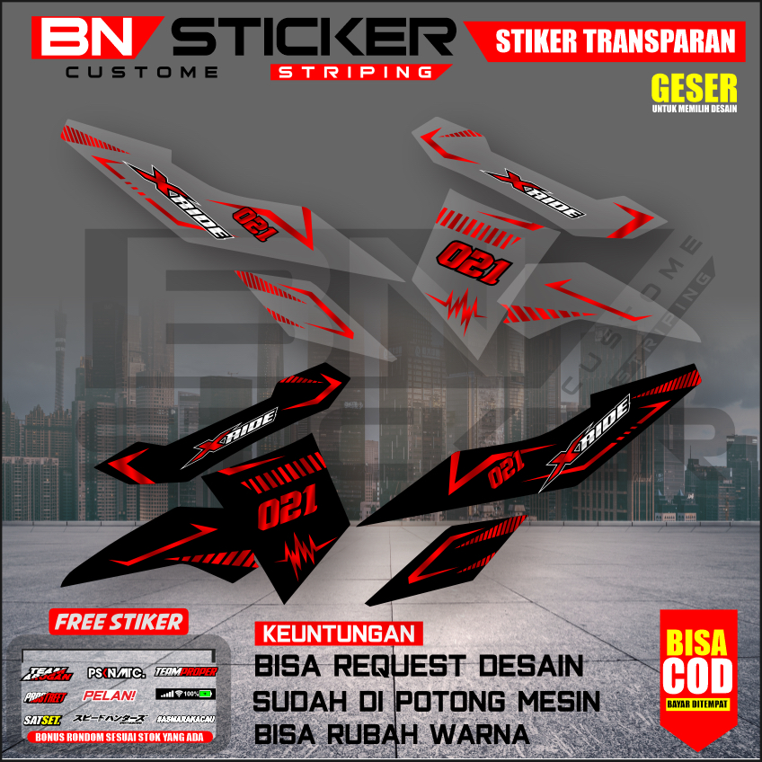 STRIPING YAMAHA X-RIDE 115 MINIMALIS TRANSPARAN VARIASI CUSTOM X-RIDE 115 VARIASI MOTIF SIMPLE RD-4
