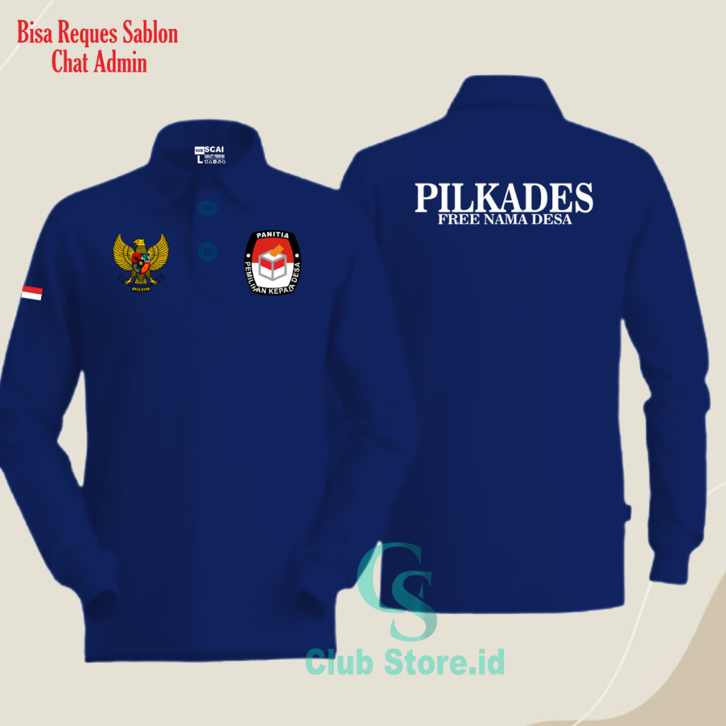 Kaos Polo Shirt Lengan Panjang PILKADES Baju Berkerah Sablon Atasan Simpel Pria Wanita Dewasa