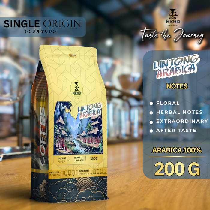

KOPI ARABIKA LINTONG GRADE 1 SINGLE ORIGIN 200 GRAM | MKND COFFEE ROASTERY