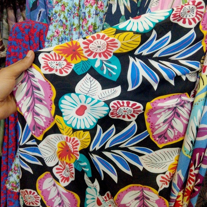kain Silky motif bunga import // kain Silky motif premium // kain Silky motif meteran // pdt