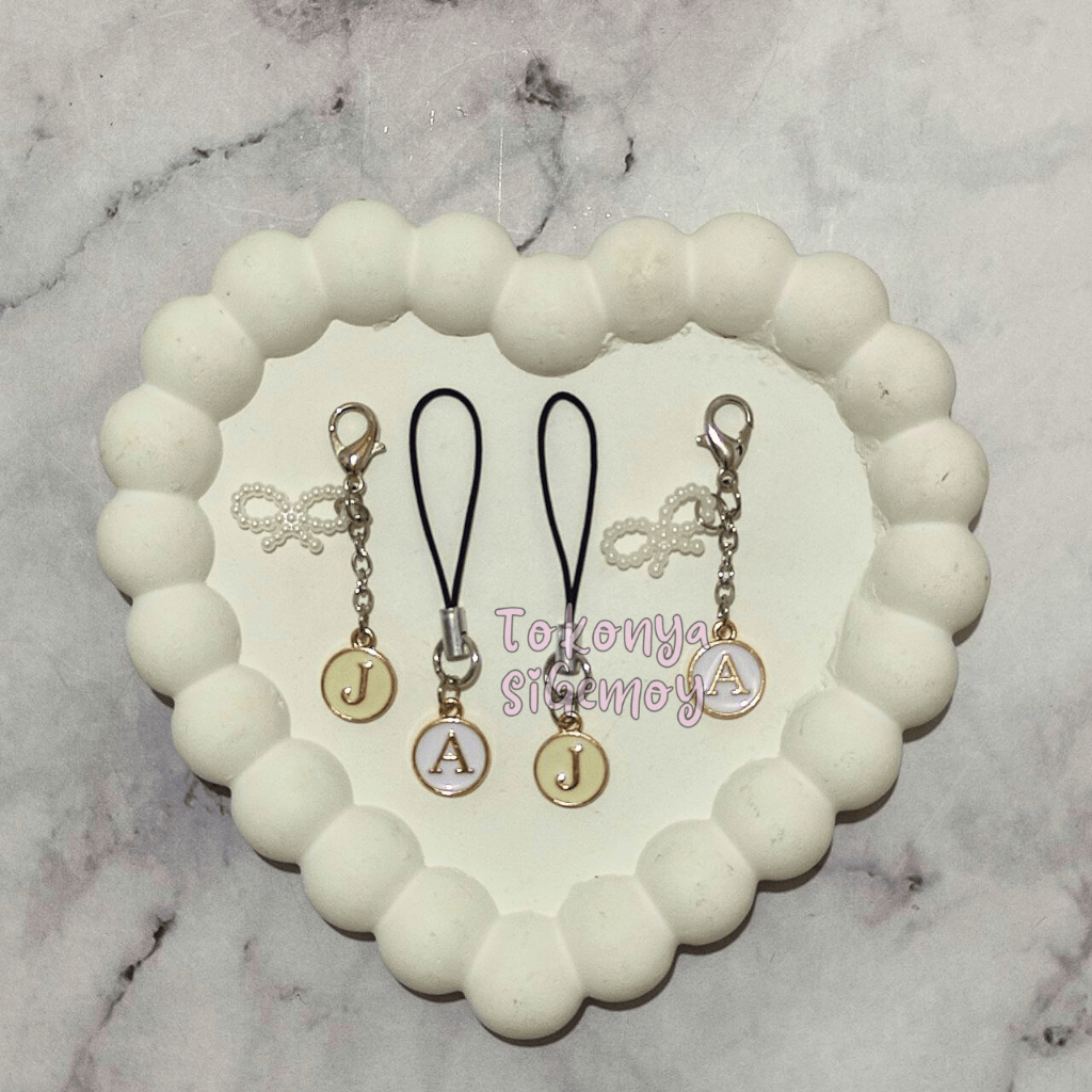 Tali HP | Strap HP | Gantungan HP Tas Huruf Inisial Pita Lucu