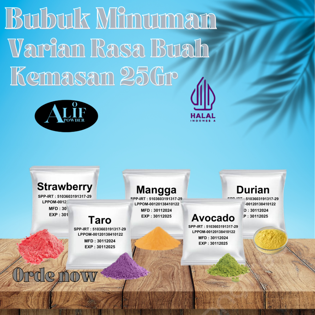 

Bubuk Minuman Rasa Buah Kemasan 25Gr/powder drink/serbuk minuman/bubuk minuman kikinian/cappucino cincau/boba drink/bubuk minuman instan/bubuk minumal viral/serbuk minuman aquarium