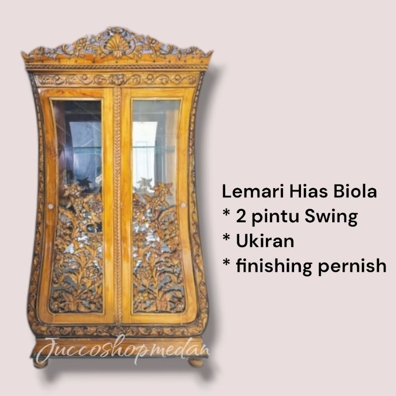 [ Jucco ] Lemari Hias Kayu Ukir - Lemari Hias Jati Jepara Murah - Lemari Pajangan Kayu - Lemari Kris