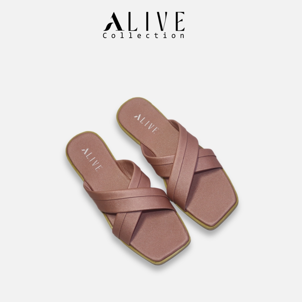 ALIVE - Sandal Flat Wanita NAGITA Pink by Alive Collection sendal kekinian ORIGINAL - Sandal Murah B