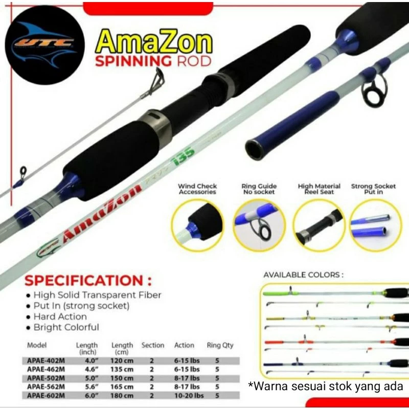 Joran Pancing Fiber Solid Transparan Utecate Amazon