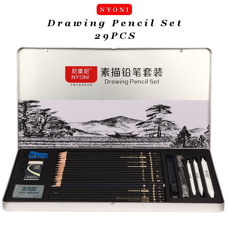 

Update Hari Ini Nyoni Drawing Pencil Gambar Set 29PCS Drawing Sketch Pencil Set Tin Box Pensil Gambar