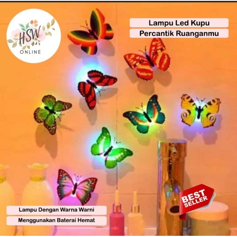 Lampu LED Kupu Hiasan Kamar Tidur Unik Tempelan Dinding Dekorasi Lucu