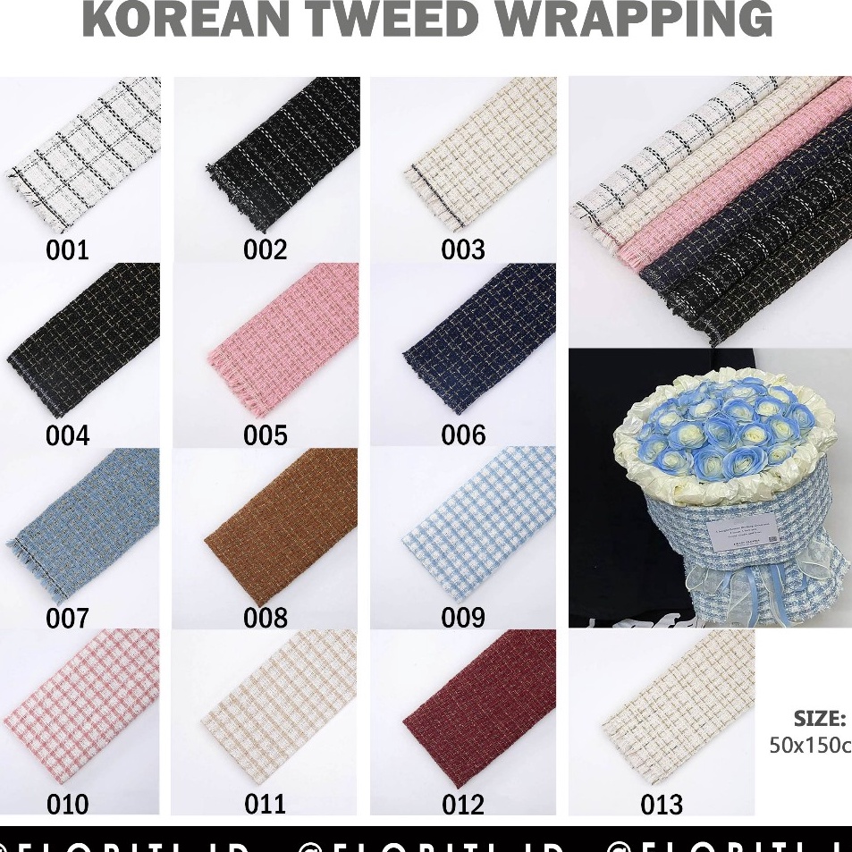 

Super Promosi Korean Tweed Wrapping PlainPearl Round Bouquet
