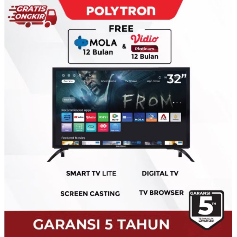 TV POLYTRON 32 INCH SMART DIGITAL TV - BISA YOUTUBE - 32CV1869 SMART TV LED POLYTRON - 32CV