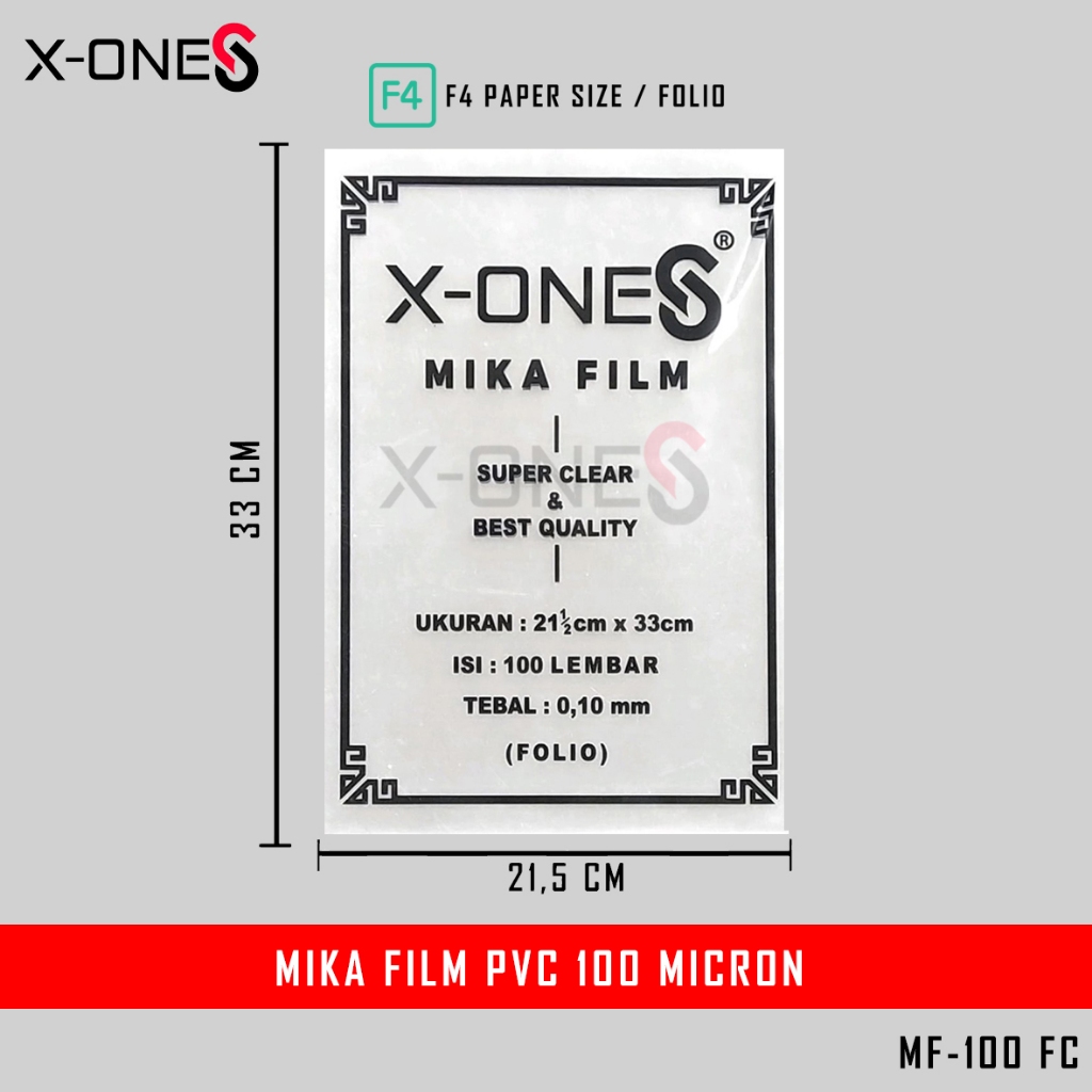 

X-ONE MIKA JILID F4 MIKA FILM PVC 100 MICRON SUPER BENING & TEBAL HARGA UNTUK 100 PCS