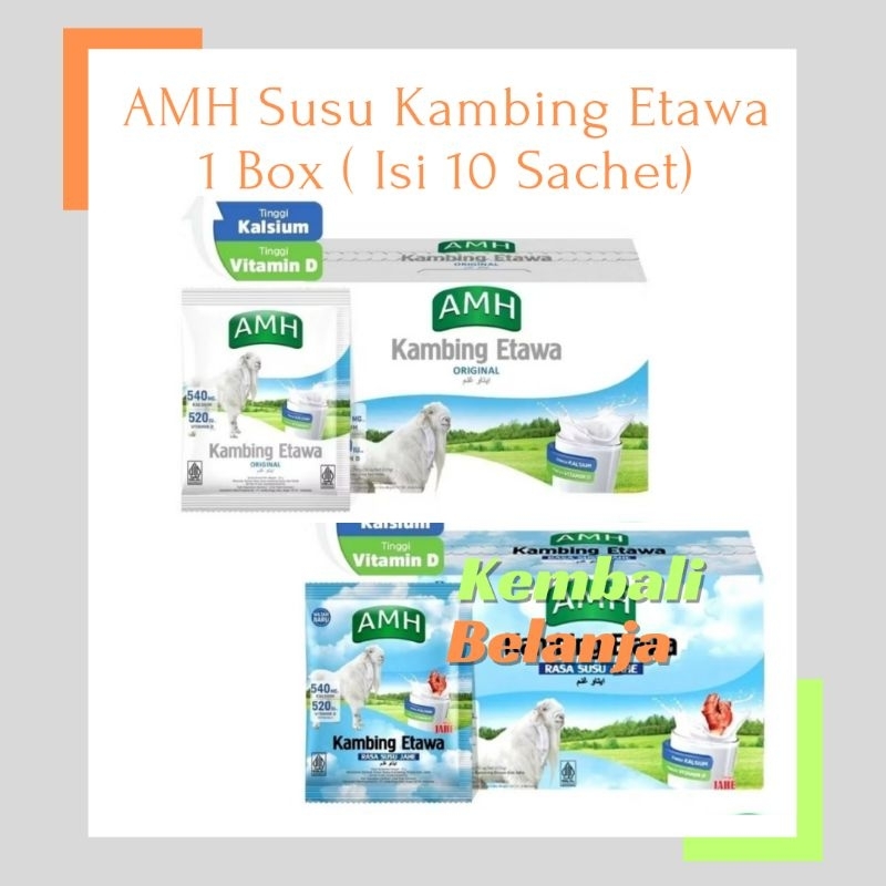 

AMH Susu Kambing Etawa 1 Box ( Isi 10 Sachet) / Susu Kambing Etawa Original Dan Susu Kambing Etawa Rasa Jahe/ Susu Kambing Etawa Enak/ Susu Kambing Etawa Praktis/ Susu Kambing Etawa Murah