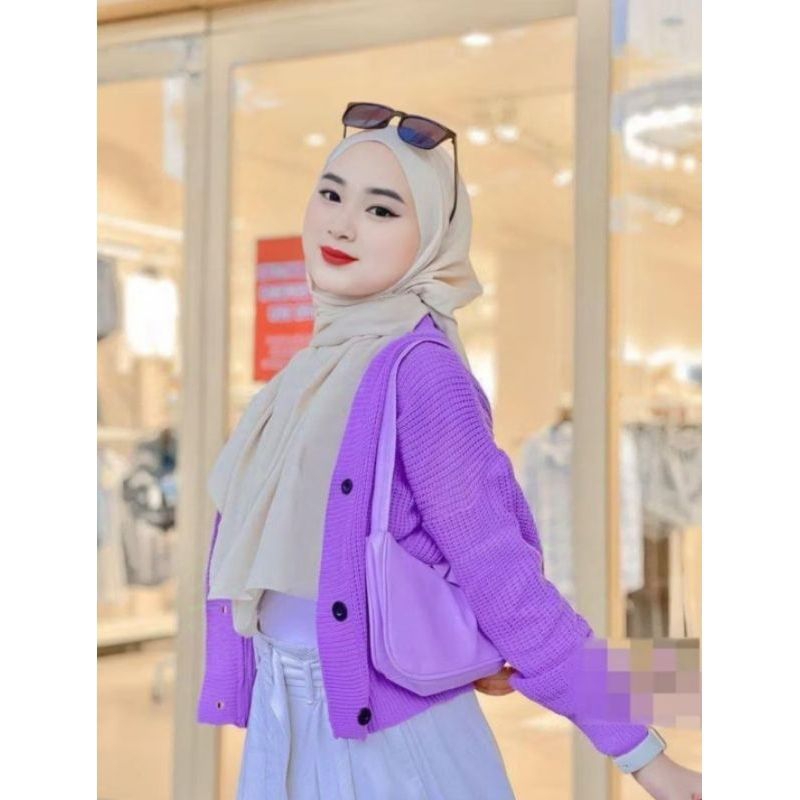 CARDIGAN CROP EIREN / BAJU RAJUT WANITA_MODEL KANCING 3 LENGAN PANJANG BAHAN TEBAL 7 GET_PREMIUM
