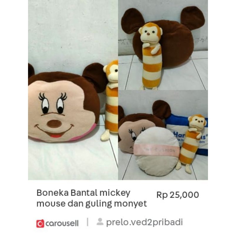 boneka bantal mickey dan guling preloved