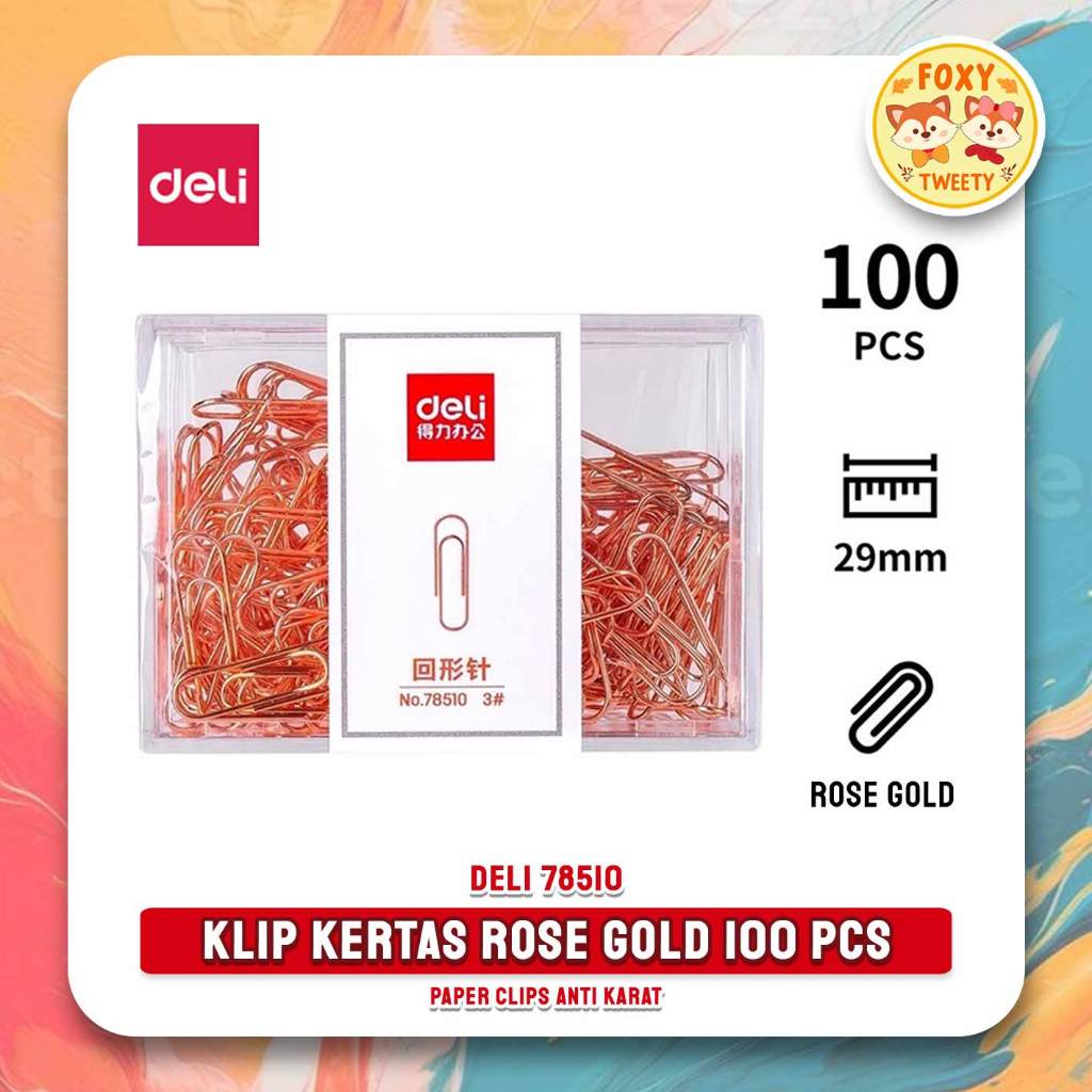 

Klip Kertas Rose Gold Edition / Paper Clips 29 mm 78510 Deli (isi 100pcs)