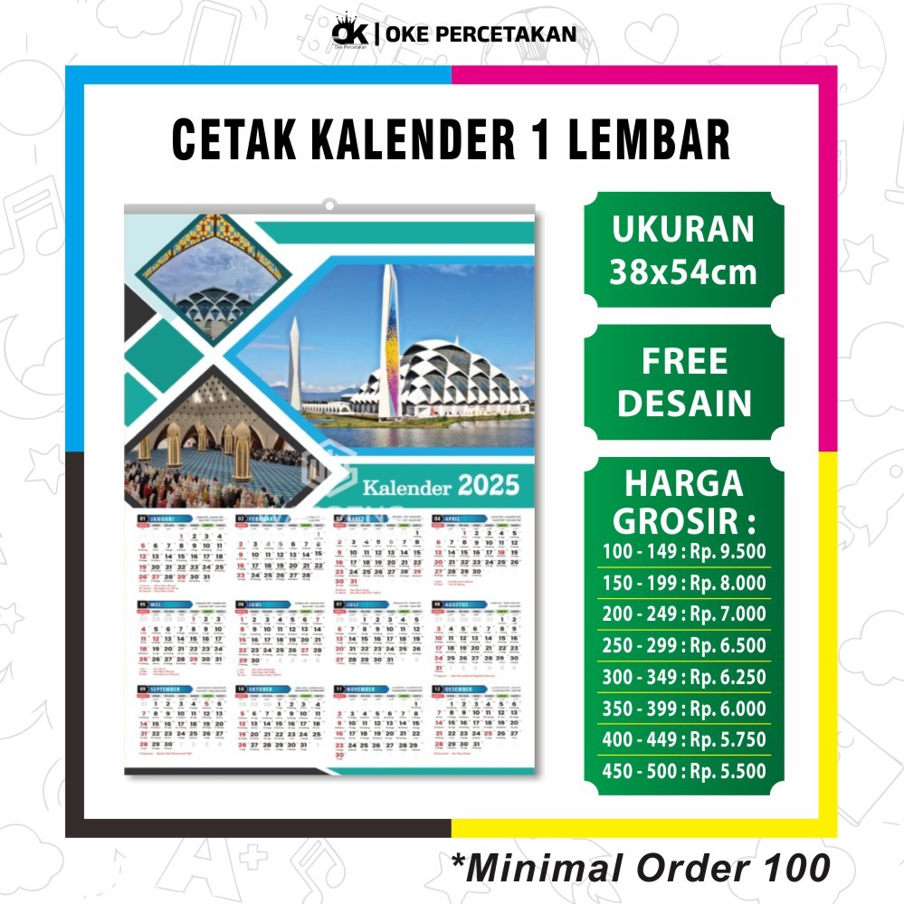 

[1 LEMBAR] | [FINISHING KLEM SENG] KALENDER DINDING CUSTOM 2025 | PERLENGKAPAN SEKOLAH ORGANISASI