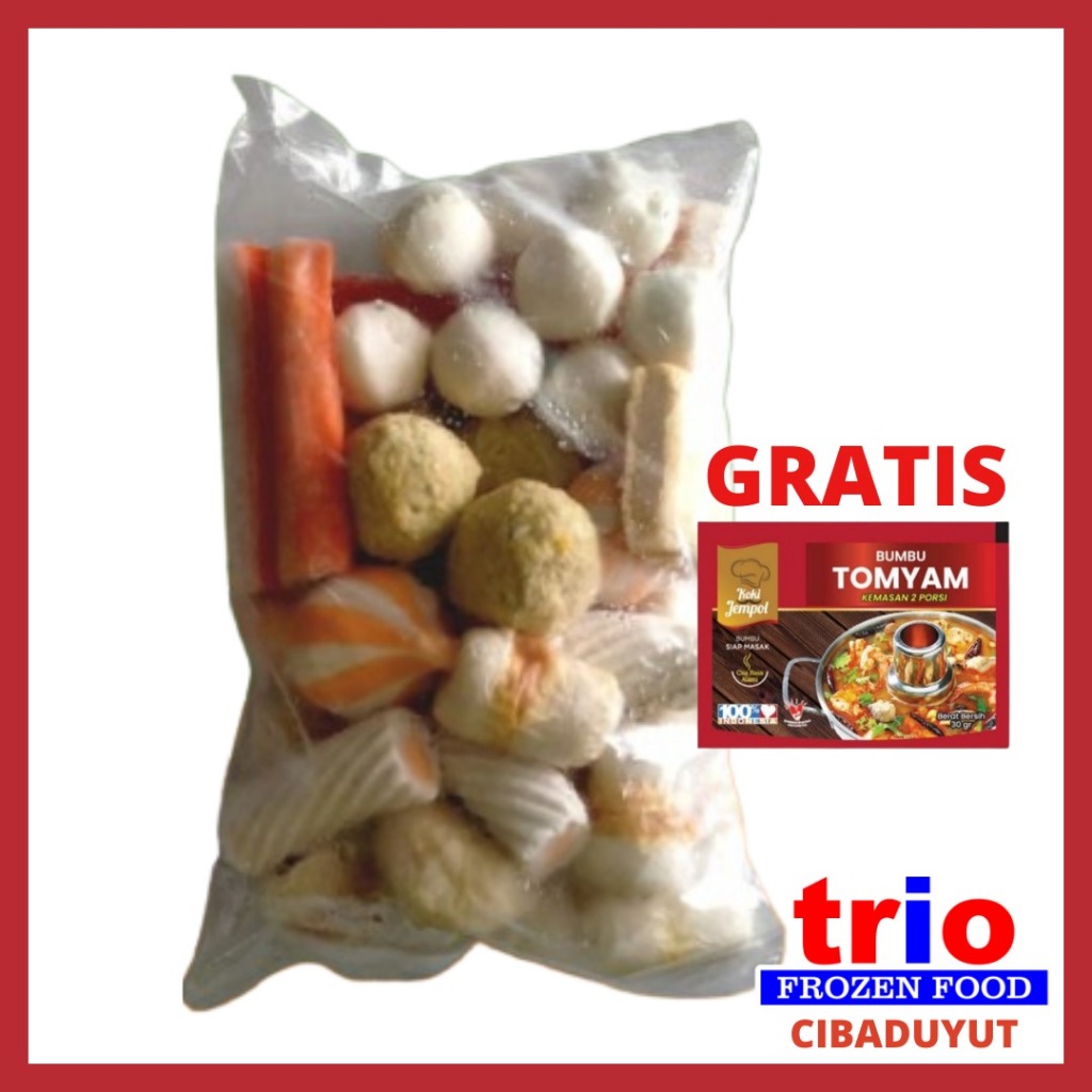 

PROMO Suki Mix 500GR - Free Bumbu Tom Yum | Baso Seafood isian random Tomyam