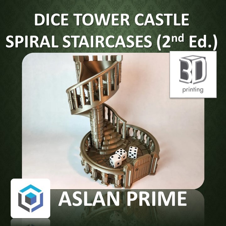 DICE TOWER CASTLE SPIRAL STAIRCASES 3D Print 2nd Edition Dadu Permainan Mainan Main Toy Toys Hobi Ho