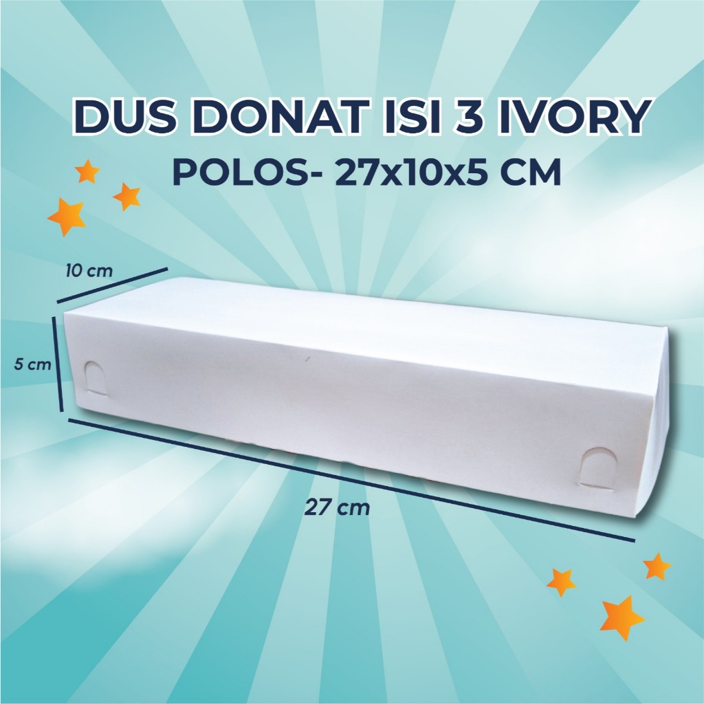 BOX DONUT DONAT ISI 3 / DUS KUE / BROWNIS / BAHAN IVORY LAMINASI POLOS- 27x10x5