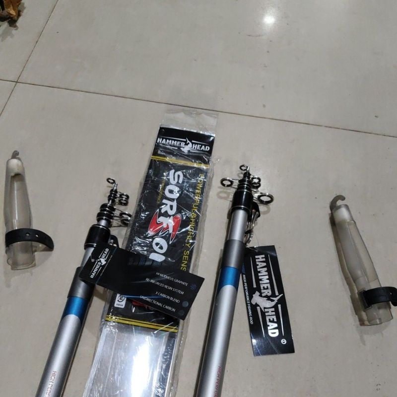 Joran surf antena hammerhead surf one 390 420 cm bahan carbon telescopic pantai pasiran