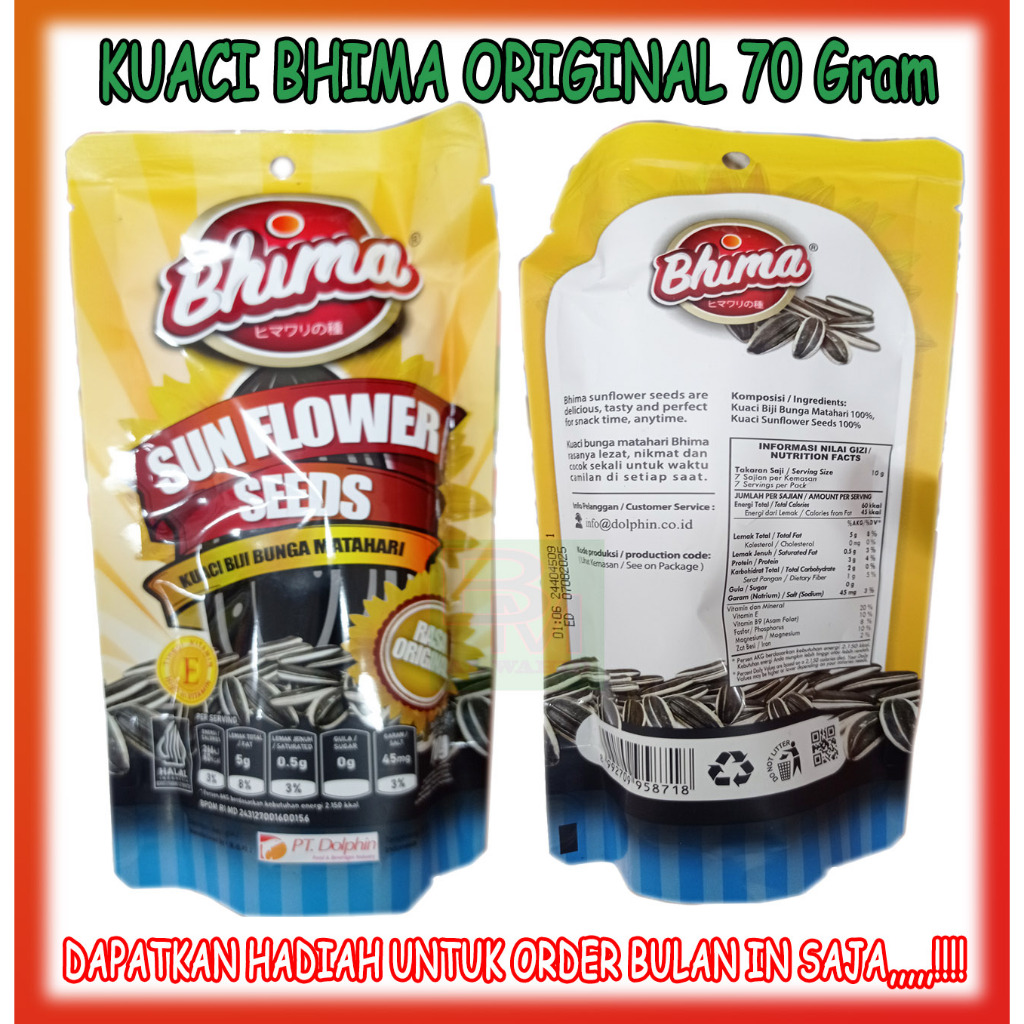 

Kuaci Bhima Original Biji Bunga Matahari 70 Gram