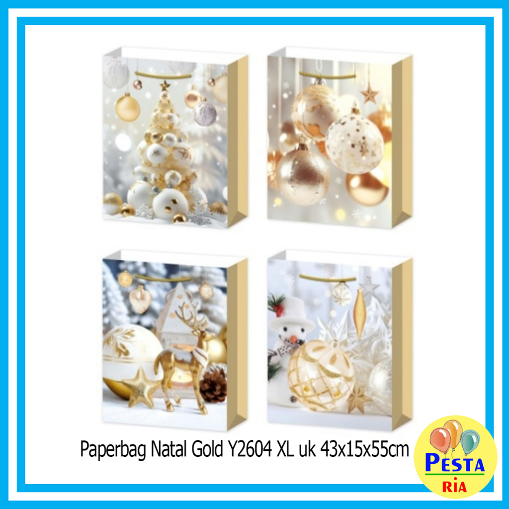 

Murah!! (1Pcs) Paperbag Natal Gold Y2604 XL uk 43x15x55cm, paperbag natal, souvenir natal, paperbag christmas, paperbag merry christmas