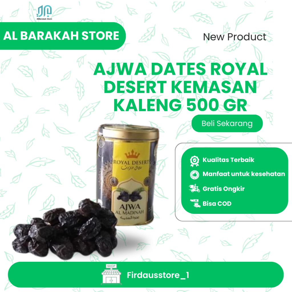 

Kurma Ajwa Royal Desert Reguler Kemasan Kaleng 500 gr kurma Nabi Kurma Al Madinah Original