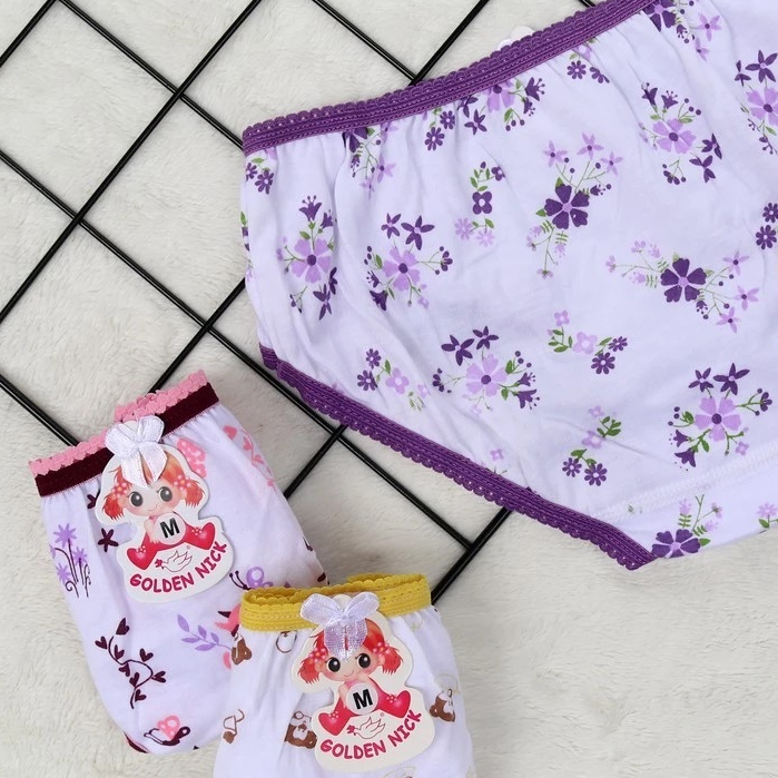 OK ( 3pc ) CD Golden Nick 043 Putih Print Celana Dalam Anak Perempuan Motif CD Anak - Dunia Anak