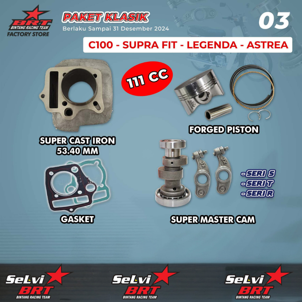 PAKET KLASIK 3 TOURING BORE UP BRT C100 ASTREA GRAND SUPRA X SUPRA FIT REVO 100 LEGENDA PRIMA WIN BO