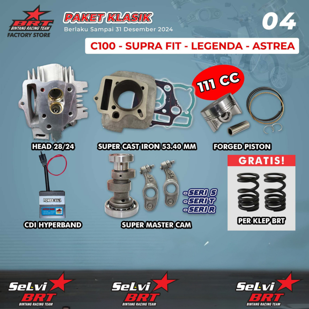 PAKET KLASIK 4 TOURING BORE UP BRT C100 ASTREA GRAND SUPRA X SUPRA FIT REVO 100 LEGENDA PRIMA WIN BO