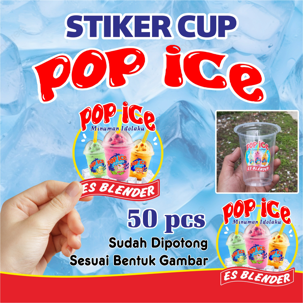 

Stiker Cup Pop Ice Minuman Idolaku Es Blender 50 pcs