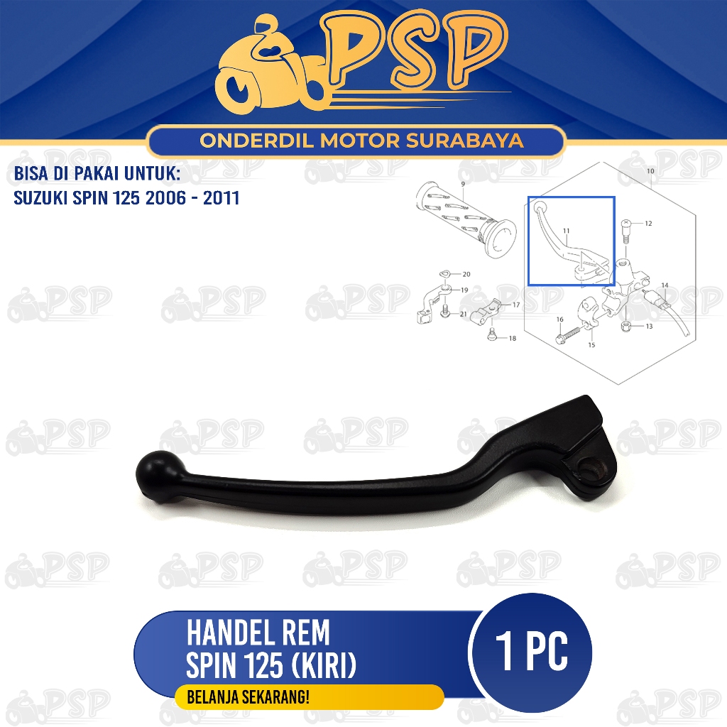 Handel Rem Spin (Kiri) - Handle Tuas Pegangan Lever Rem Belakang Suzuki Spin 125
