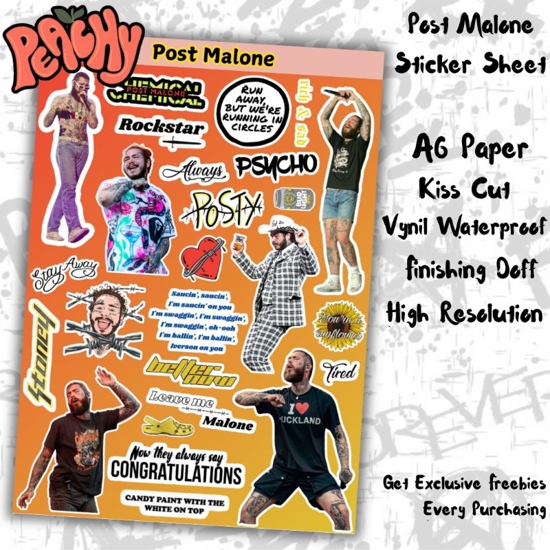 

Post Malone Sticker Pack | Sticker Vynil | sticker Waterproof | sticker sheet | sticker band | sticker tumbler | stiker anti air | sticker music | sticker kpop | sticker murah | sticker premium | stiker korea | kiss cut | sticker A6 | stiker aesthetic