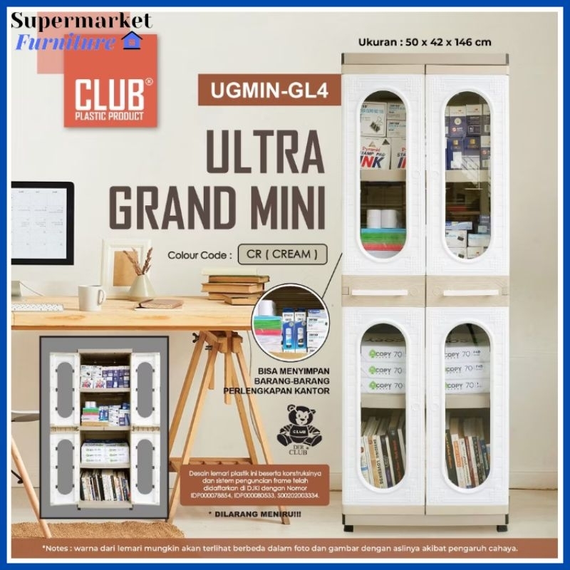 CLUB Ultra Grand Mini / Lemari Plastik Kaca Serba Guna 2 Pintu